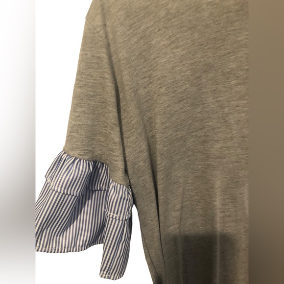 L NV size medium tshirt dress in gray with blue cuffs - Picture 3 of 9